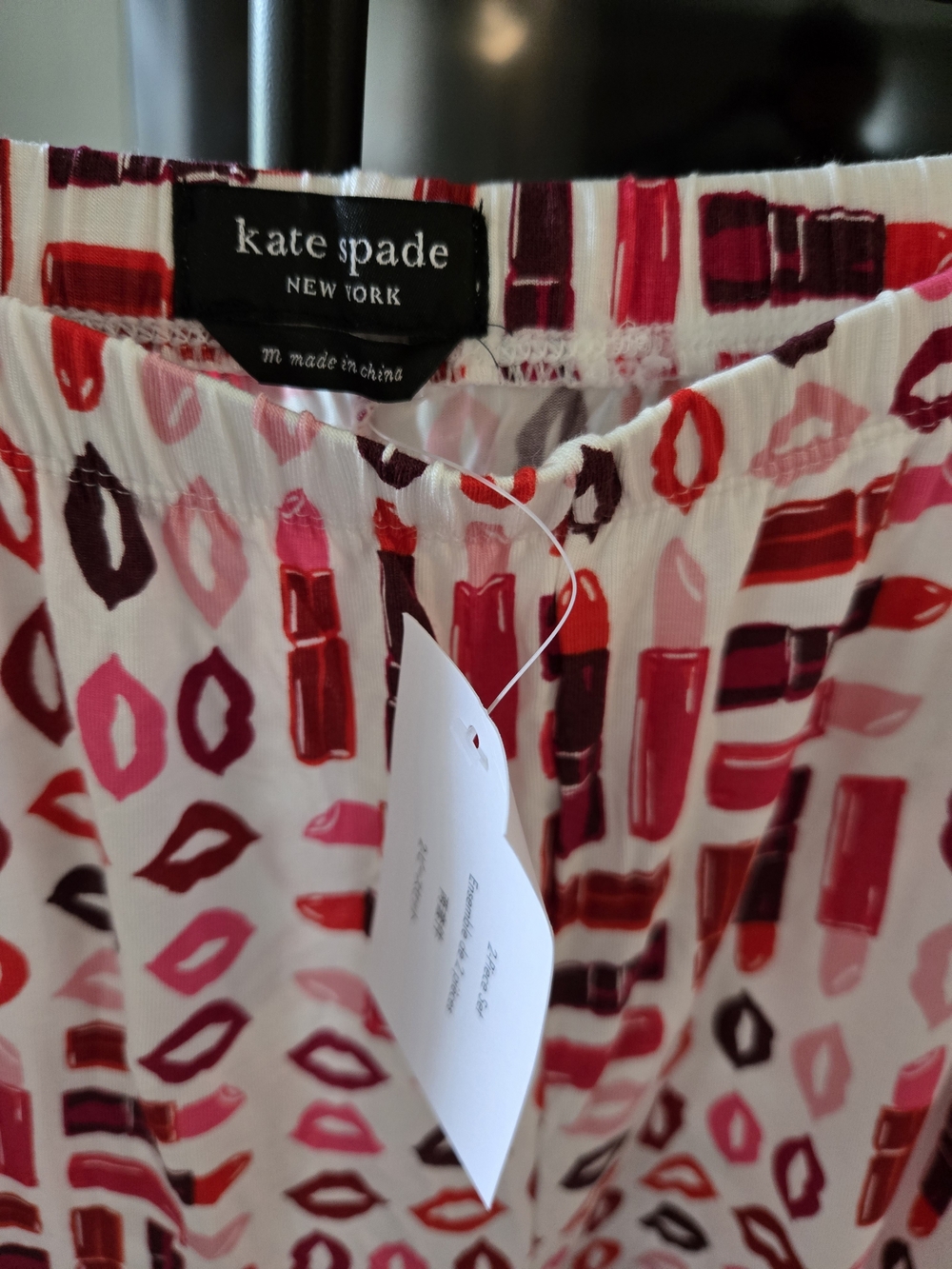 NWT kate spade Pink and Red Printed Pajama Set - Picture 5 of 7